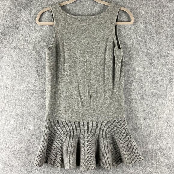 Ann Mashburn Cashmere Sweater Womens Medium Gray Peplum Sleeveless Quiet Luxury - Picture 9 of 14